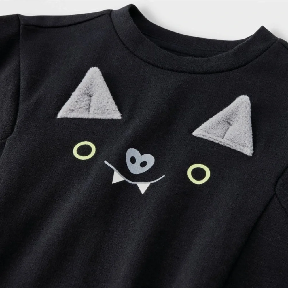 CAT & JACK 2 PC BAT FACE ROMPER SET - VARIOUS SIZES  (NEW WITH TAGS) A9
